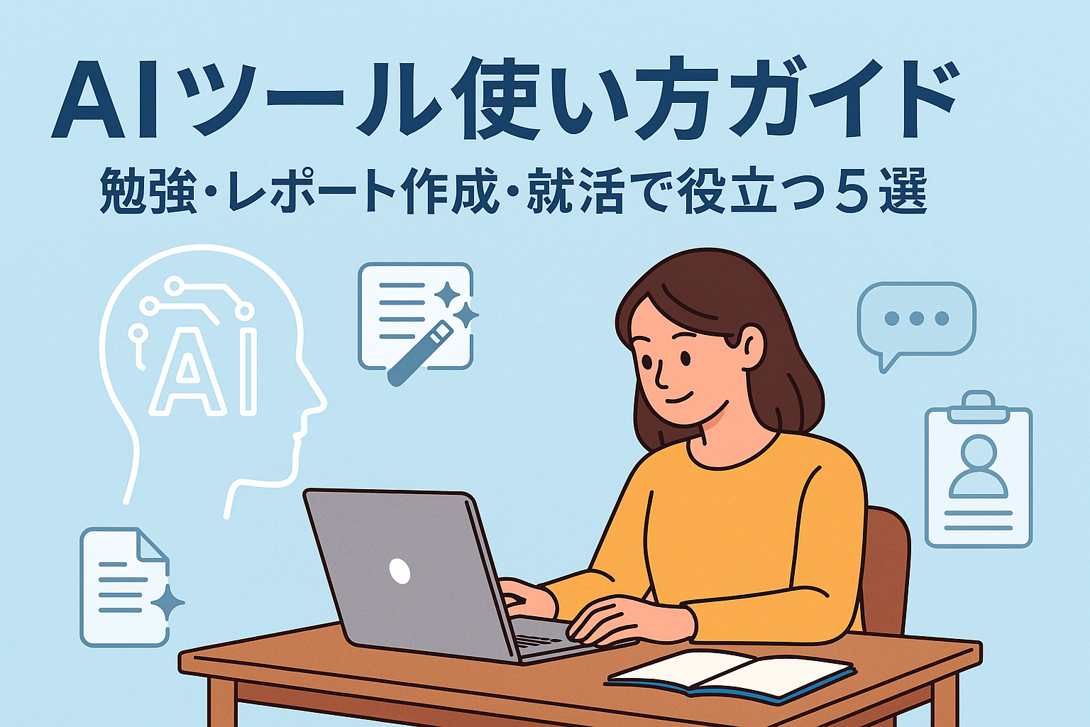 AIツール使い方ガイド｜勉強・レポート作成・就活で役立つ5選 のアイキャッチバナー