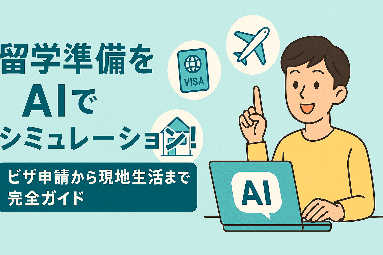 留学準備をAIでシミュレーション！ビザ申請から現地生活まで完全ガイド のアイキャッチバナー