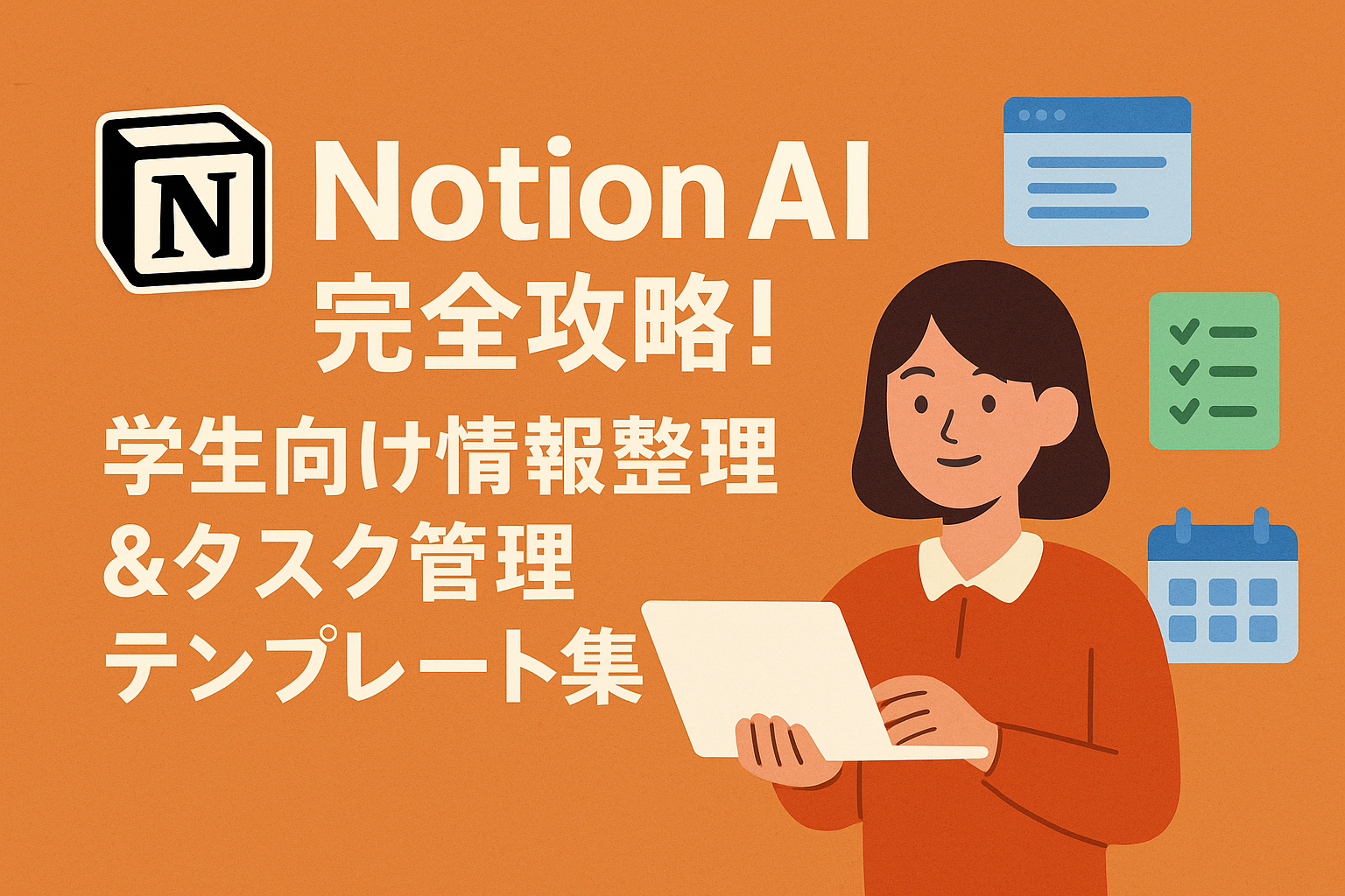 Notion AI完全攻略！学生向け情報整理＆タスク管理テンプレート集 のアイキャッチバナー